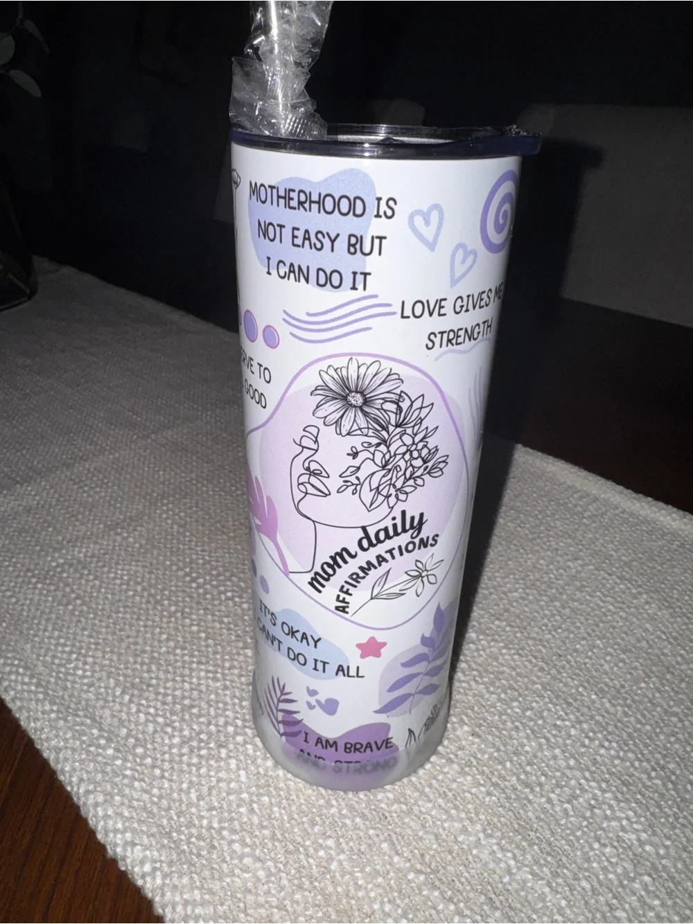 Mom Daily Affirmations 20oz Insulated Tumbler w/ Straw Drink-Through Lid